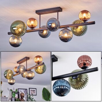 Chehalis Plafonnier, Boule lumineuse Bleu, Vert, Cuivré, 8 lumières