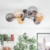 Chehalis Plafonnier, Boule lumineuse 62 cm Ambre, Fumé, 6 lumières