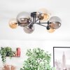 Chehalis Plafonnier, Boule lumineuse 20 cm Ambre, Fumé, 6 lumières