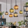 Koyoto Suspension, Boule lumineuse, Suspension Bleu, Vert, Cuivré, 6 lumières