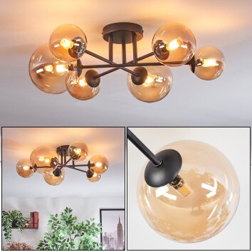 Chehalis Plafonnier, Boule lumineuse Ambre, 6 lumières
