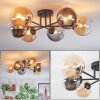 Chehalis Plafonnier, Boule lumineuse Ambre, Clair, Fumé, 6 lumières