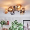 Chehalis Plafonnier, Boule lumineuse Ambre, Clair, Fumé, 6 lumières