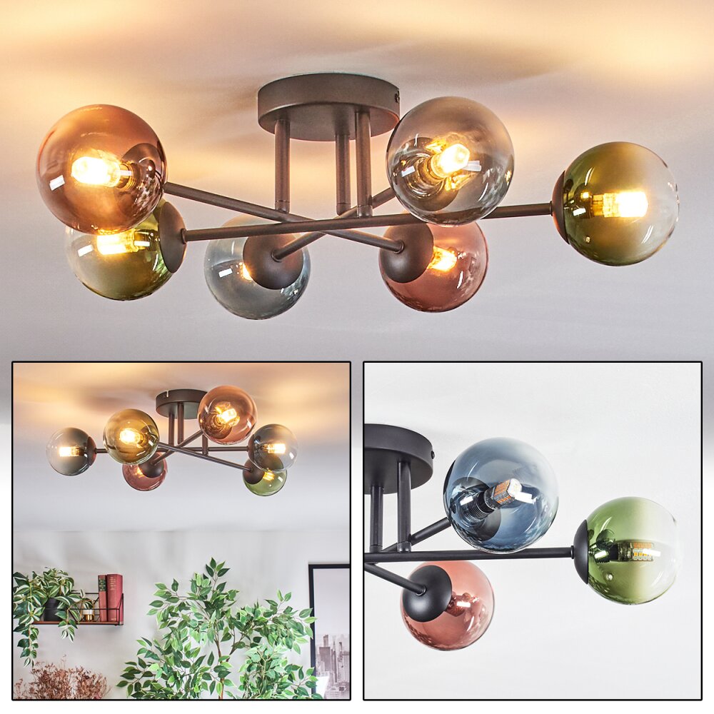 Chehalis Plafonnier, Boule lumineuse Bleu, Vert, Clair, Cuivré, 6 lumières main product photo