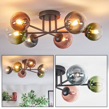 Chehalis Plafonnier, Boule lumineuse Bleu, Vert, Clair, Cuivré, 6 lumières