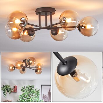 Chehalis Plafonnier, Boule lumineuse 55 cm Ambre, Clair, 6 lumières