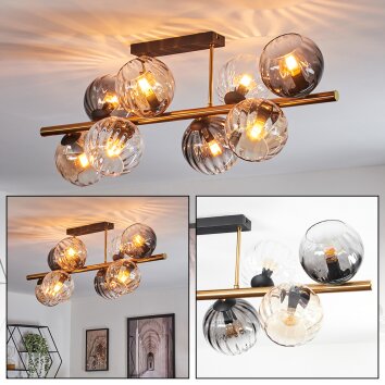 Koyoto Plafonnier, Boule lumineuse Or, Noir, 8 lumières Koyoto Plafonnier, Boule lumineuse Or, Noir, 8 lumières