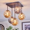 Chehalis Plafonnier, Boule lumineuse Ambre, Fumé, 5 lumières