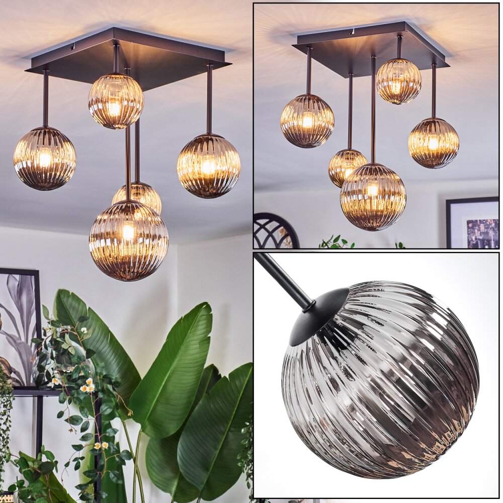 Chehalis Plafonnier, Boule lumineuse Fumé, 5 lumières main product photo
