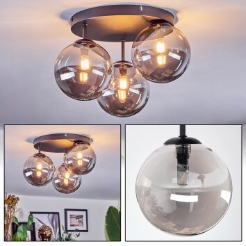 Chehalis Plafonnier, Boule lumineuse 34 cm Fumé, 3 lumières Chehalis Plafonnier, Boule lumineuse 34 cm Fumé, 3 lumières