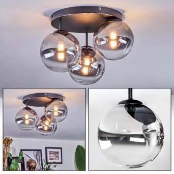 Chehalis Plafonnier, Boule lumineuse 34 cm Clair, Fumé, 3 lumières