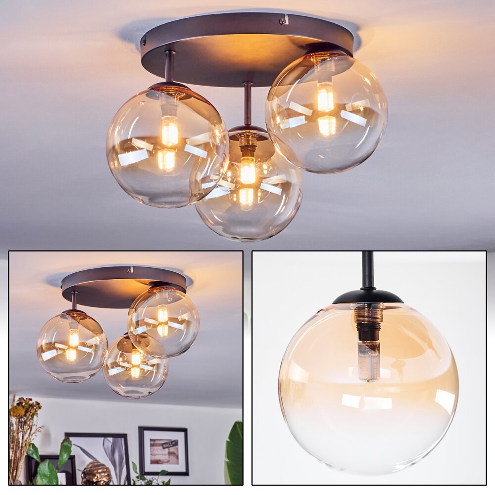 Chehalis Plafonnier, Boule lumineuse 34 cm Ambre, Clair, 3 lumières main product photo