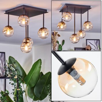 Chehalis Plafonnier, Boule lumineuse Ambre, Clair, 5 lumières Chehalis Plafonnier, Boule lumineuse Ambre, Clair, 5 lumières