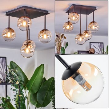 Chehalis Plafonnier, Boule lumineuse Ambre, Clair, 5 lumières Chehalis Plafonnier, Boule lumineuse Ambre, Clair, 5 lumières