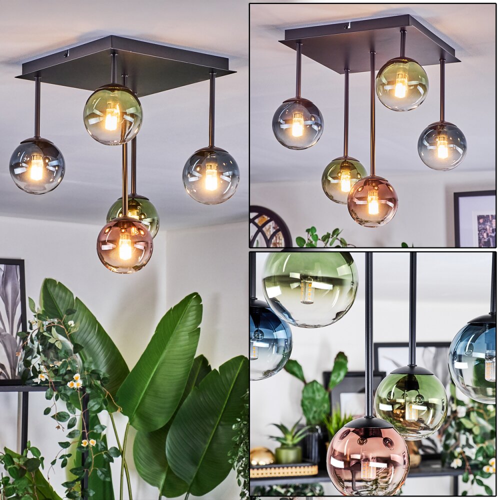 Chehalis Plafonnier, Boule lumineuse Bleu, Vert, Clair, Cuivré, 5 lumières main product photo