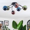 Chehalis Plafonnier, Boule lumineuse Bleu, Vert, Cuivré, 6 lumières