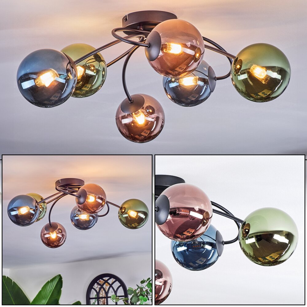 Chehalis Plafonnier, Boule lumineuse Bleu, Vert, Cuivré, 6 lumières main product photo