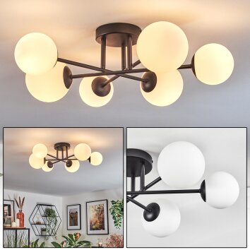 Chehalis Plafonnier, Boule lumineuse 55 cm Blanc, 6 lumières Chehalis Plafonnier, Boule lumineuse 55 cm Blanc, 6 lumières