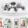 Chehalis Plafonnier, Boule lumineuse 55 cm Fumé, 6 lumières