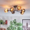 Chehalis Plafonnier, Boule lumineuse 55 cm Ambre, Fumé, 6 lumières