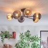 Chehalis Plafonnier, Boule lumineuse 55 cm Ambre, Fumé, 6 lumières