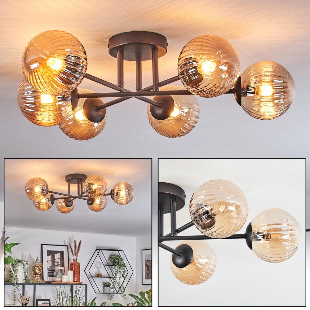 Chehalis Plafonnier, Boule lumineuse 55 cm Ambre, 6 lumières main product photo