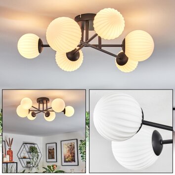 Chehalis Plafonnier, Boule lumineuse 55 cm Blanc, 6 lumières