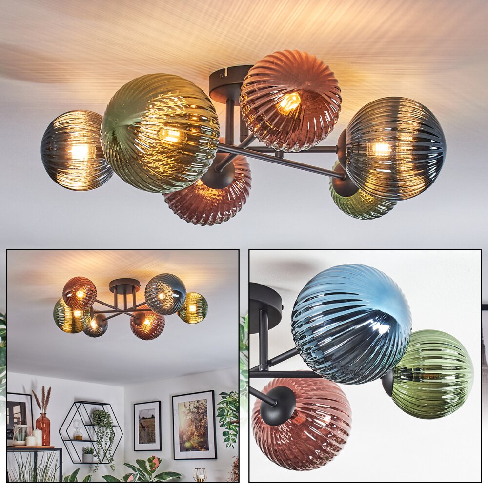 Chehalis Plafonnier, Boule lumineuse 60 cm Bleu, Vert, Cuivré, 6 lumières main product photo