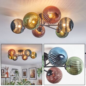 Chehalis Plafonnier, Boule lumineuse 62 cm Bleu, Vert, Cuivré, 6 lumières Chehalis Plafonnier, Boule lumineuse 62 cm Bleu, Vert, Cuivré, 6 lumières