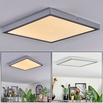 Finsrud Plafonnier, Panel LED Argenté, 1 lumière