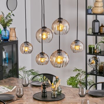 Koyoto Suspension, Boule lumineuse, Suspension Ambre, Clair, 6 lumières
