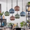 Koyoto Suspension, Boule lumineuse, Suspension Bleu, Vert, Cuivré, 6 lumières