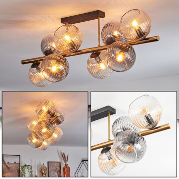 Koyoto Plafonnier, Boule lumineuse Or, Noir, 8 lumières