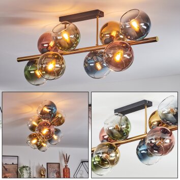 Koyoto Plafonnier, Boule lumineuse Or, Noir, 8 lumières