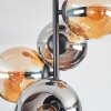 Koyoto Plafonnier, Boule lumineuse 31 cm Ambre, Chrome, Fumé, 4 lumières