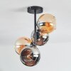 Koyoto Plafonnier, Boule lumineuse 31 cm Ambre, Chrome, Fumé, 4 lumières