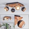 Haldor Plafonnier, Spot de plafond Chrome, Couleur bois, Noir, 4 lumières