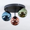 Chehalis Plafonnier, Boule lumineuse 30 cm Bleu, Vert, Cuivré, 3 lumières