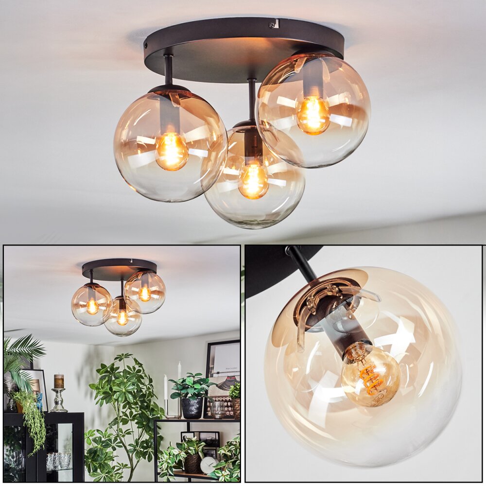 Gastor Plafonnier, Boule lumineuse 30 cm Ambre, Clair, 3 lumières main product photo