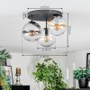 Gastor Plafonnier, Boule lumineuse Ambre, Clair, Fumé, 3 lumières