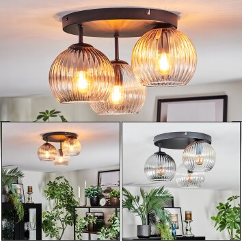 Koyoto Plafonnier, Boule lumineuse Ambre, Clair, Fumé, 3 lumières