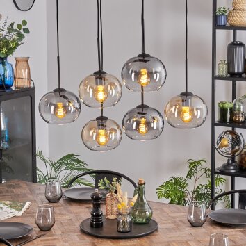 Apedo Suspension, Boule lumineuse, Suspension Ambre, Clair, Fumé, 6 lumières