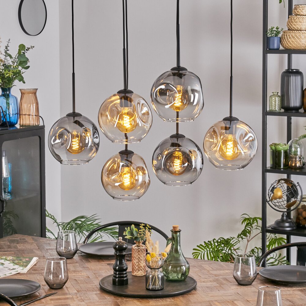 Ripoll Suspension, Boule lumineuse, Suspension Ambre, Clair, Fumé, 6 lumières main product photo