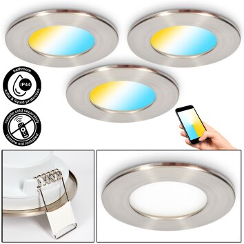 Ramek Plafonnier, Spot encastrable LED Nickel mat, 3 lumières