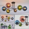 Gastor Plafonnier, Boule lumineuse 80 cm Bleu, Chrome, Vert, Cuivré, Fumé, 6 lumières
