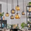 Ripoll Suspension, Boule lumineuse, Suspension Ambre, Fumé, 6 lumières