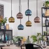 Koyoto Suspension, Boule lumineuse, Suspension Bleu, Or, Cuivré, 6 lumières