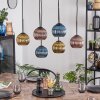 Koyoto Suspension, Boule lumineuse, Suspension Bleu, Or, Cuivré, 6 lumières