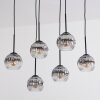 Ripoll Suspension, Boule lumineuse, Suspension Chrome, Clair, Fumé, 6 lumières