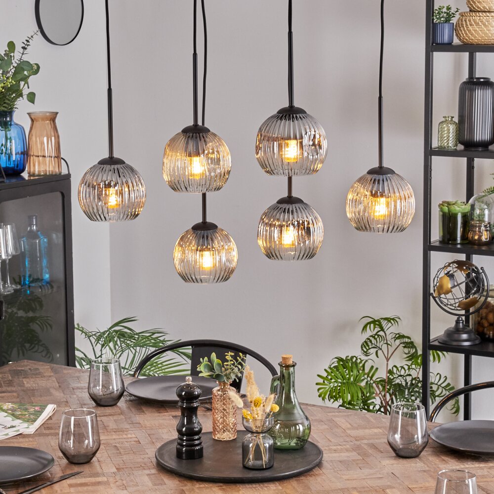 Ripoll Suspension, Boule lumineuse, Suspension Ambre, Clair, Fumé, 6 lumières main product photo